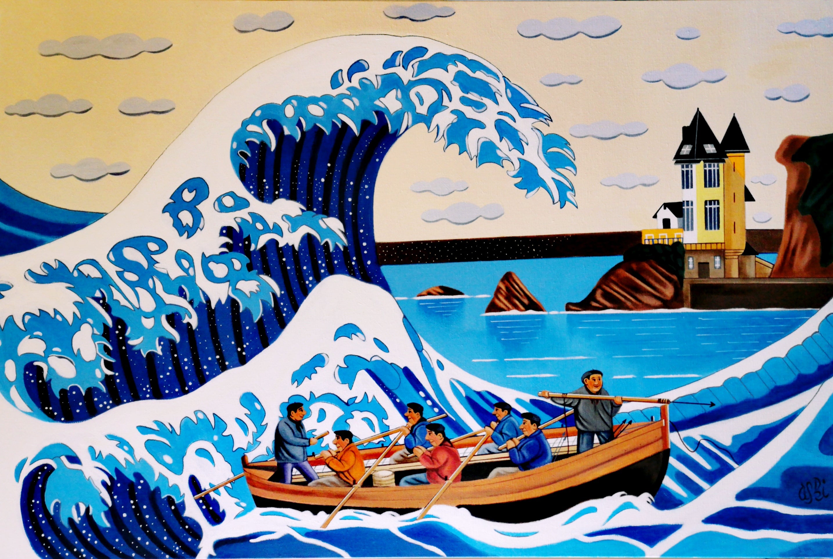Pêche à la côte des Basques clin d'œil à Hokusai